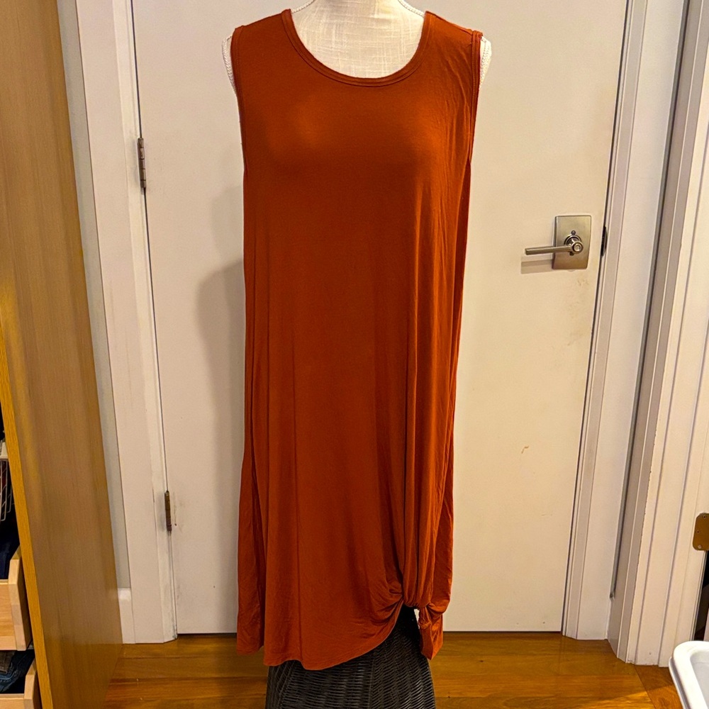 Philosophy Republic Rust Orange Sleeveless Knotted Hem Midi Dress - Large